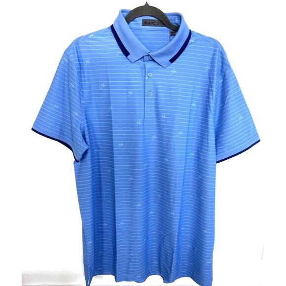 G/Fore Other - G/FORE Script Stripe Banded Sleeve Tech Pique Golf Polo Men's Size XL Blue NEW